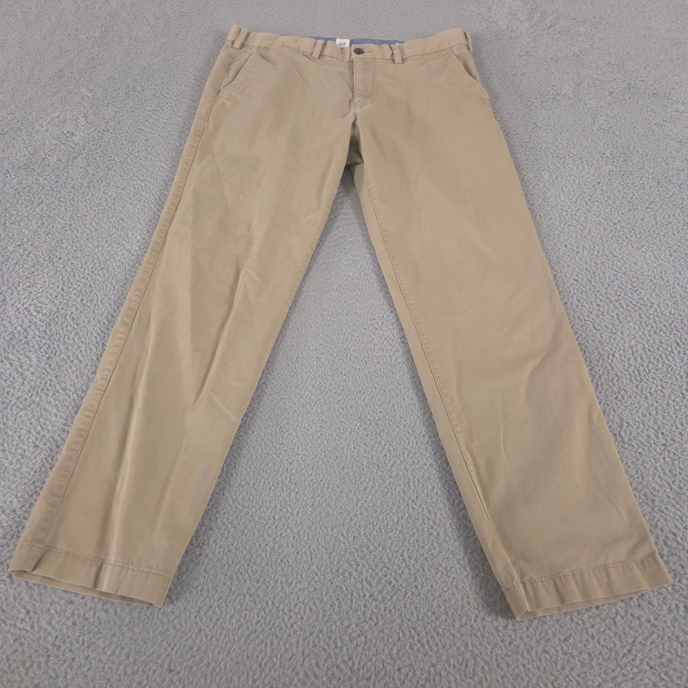 Gap Pants Men 36x32 Tan Straight Fit GapFlex Chino Academy Stretch Khakis Preppy